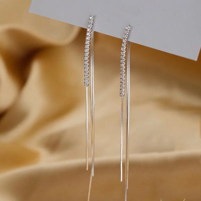 Vintage Metal Tassel Dangle Earrings Fringe Drop Big Earing for Women