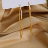 Vintage Metal Tassel Dangle Earrings Fringe Drop Big Earing for Women