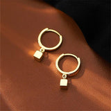 Square Pendant Earrings 925 Sterling Silver Hoops Women Earrings