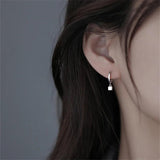 Square Pendant Earrings 925 Sterling Silver Hoops Women Earrings