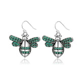 Green Zircon Bee Drop Earring 925 Sterling Silver Earrings for Women