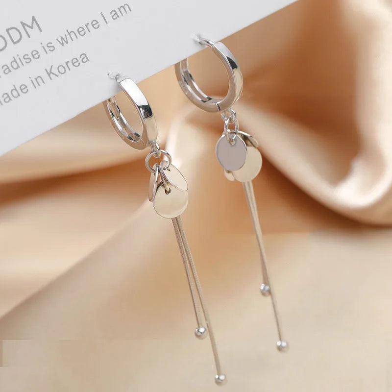 Foxanry Silver Tassel Earrings for Women Wedding Jewelry