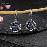 925 Silver Kyanite Hoop Earrings Moonstone Drops