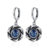 925 Silver Kyanite Hoop Earrings Moonstone Drops