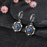 925 Silver Kyanite Hoop Earrings Moonstone Drops