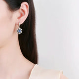 925 Silver Kyanite Hoop Earrings Moonstone Drops