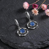 925 Silver Kyanite Hoop Earrings Moonstone Drops