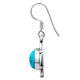 Green TURQUOISE Carved Drop Earrings Men Women 925 Silver Inlaid