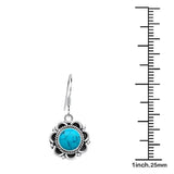 Green TURQUOISE Carved Drop Earrings Men Women 925 Silver Inlaid