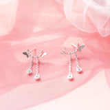 Butterfly Drop Earrings 925 Silver Sweet Irregular Earrings Gift