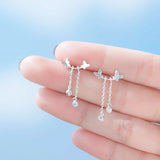 Butterfly Drop Earrings 925 Silver Sweet Irregular Earrings Gift