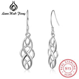 925 Silver Braided Shape Dangle Earrings 21mm Drop Jewelry Gift