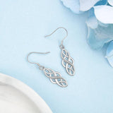 925 Silver Braided Shape Dangle Earrings 21mm Drop Jewelry Gift