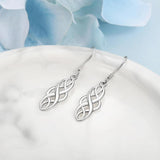 925 Silver Braided Shape Dangle Earrings 21mm Drop Jewelry Gift