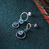 925 Silver Topaz Drop Interlocking Earrings for Women