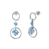 925 Silver Topaz Drop Interlocking Earrings for Women