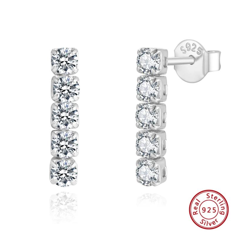 Sterling Silver Dangle Chain Tennis Earrings for Women SE396