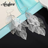 925 Silver Leaf Earrings Woman Glamour Jewelry Gift