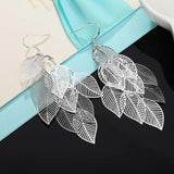 925 Silver Leaf Earrings Woman Glamour Jewelry Gift