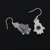 Sterling Silver Labradorite Drop Earrings Vintage Style Ethnic Jewelry