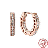 925 Silver Women Earrings Pave Zircon Flowers Moon Love Hoop DIY Jewelry