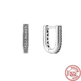 925 Silver Women Earrings Pave Zircon Flowers Moon Love Hoop DIY Jewelry