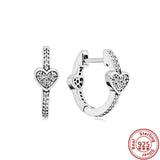 925 Silver Women Earrings Pave Zircon Flowers Moon Love Hoop DIY Jewelry