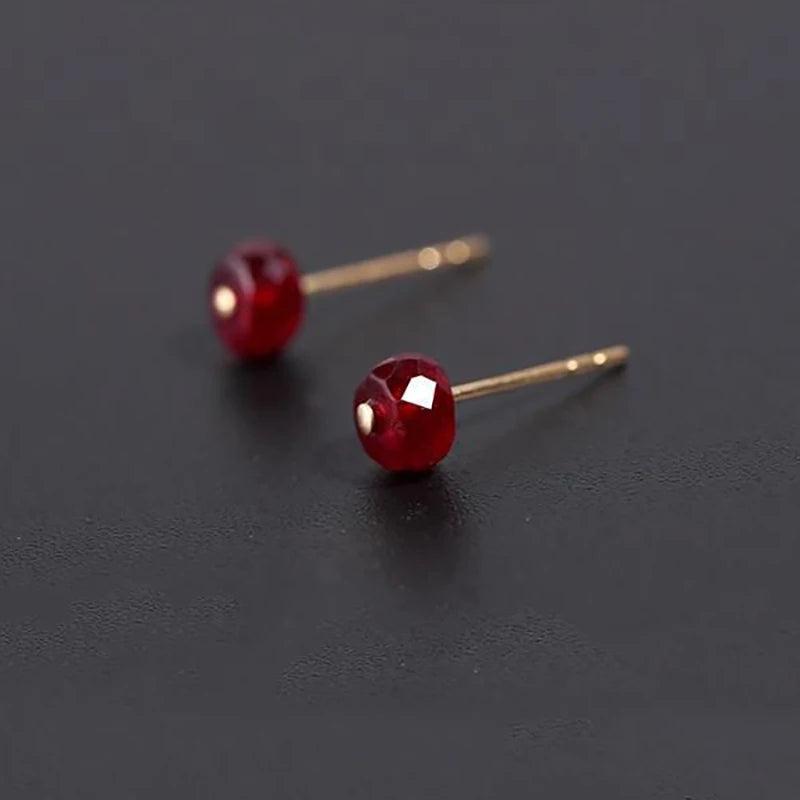Unique Natural Silver Ruby Earrings Chinese Retro Ladies Jewelry