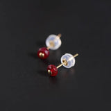 Unique Natural Silver Ruby Earrings Chinese Retro Ladies Jewelry