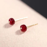 Unique Natural Silver Ruby Earrings Chinese Retro Ladies Jewelry