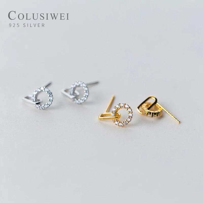 Colusiwei Sterling Silver Round CZ Earrings for Women