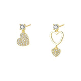 925 Sterling Silver Love Tassel Asymmetric Micro-inlaid Earrings