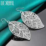 925 Silver Leaf Drop Earring Women Wedding Engagement Jewelry Gift Christmas
