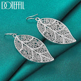 925 Silver Leaf Drop Earring Women Wedding Engagement Jewelry Gift Christmas