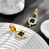 Lucky Clover Earrings Titanium Steel with Enamel Shell 18K Plated