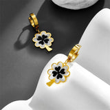 Lucky Clover Earrings Titanium Steel with Enamel Shell 18K Plated