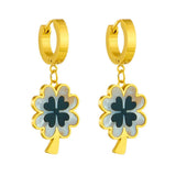 Lucky Clover Earrings Titanium Steel with Enamel Shell 18K Plated