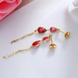 S925 Sterling Silver Ruby Inlaid Pendant Tassel Earrings