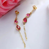 S925 Sterling Silver Ruby Inlaid Pendant Tassel Earrings