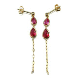 S925 Sterling Silver Ruby Inlaid Pendant Tassel Earrings