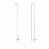 Crystal Tassels 925 Silver Earrings Drop Fine Jewelry Wedding Party 18K Aretes