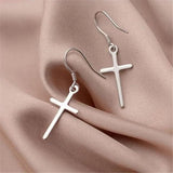 925 Silver Cross Dangle Earrings Wedding Party Jewelry Gift