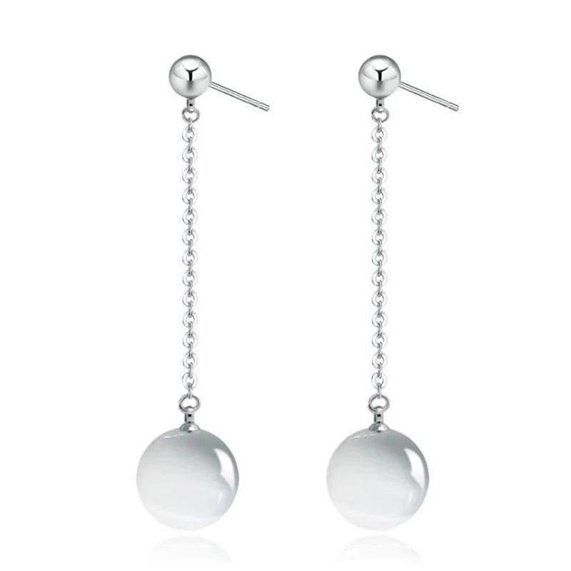 Sterling Silver Crystal Ball Chain Earrings for Women Party