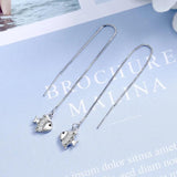 925 Silver Tassel Crystal Fish Drop Earrings for Women Wedding Party