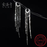 925 Sterling Silver Tassel Drop Earrings Sparkling Dangle Fine Jewelry