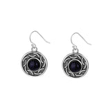 Moonstone Sandstone Round 6MM Drop Earrings 925 Silver Vintage Jewelry