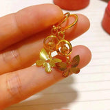 18K Butterfly Tassel Earrings Women's Jewelry