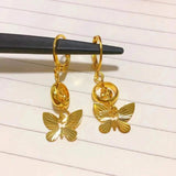 18K Butterfly Tassel Earrings Women's Jewelry
