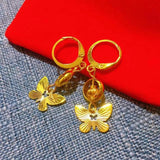 18K Butterfly Tassel Earrings Women's Jewelry
