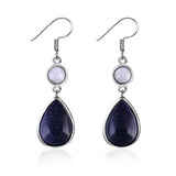 Moonstone Sandstone 925 Silver Drop Earrings